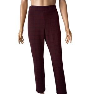 Hollister pants dress pull on Maroon window panel straight leg stretch SZ S